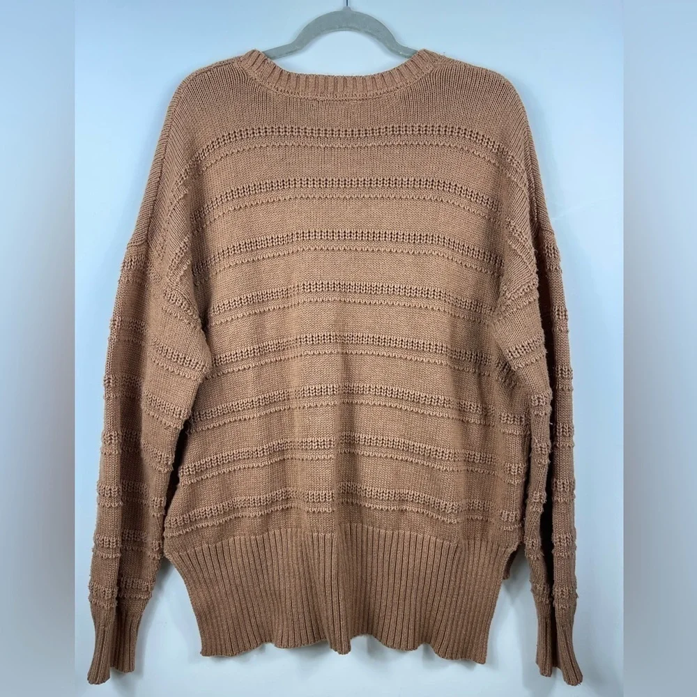 Cupcakes and Cashmere Chunky Knit High-Low Pullover Sweater Top WOMENS XL Brown - Picture 5 of 5